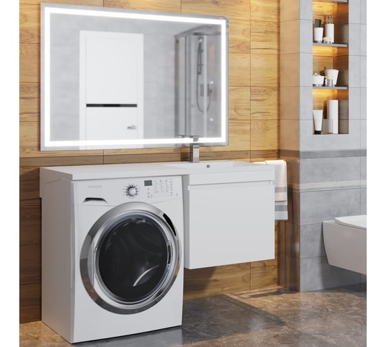 Тумба под стиральную машину Uperwood Magenta 60 см, подвесная, белая, выдвижной ящик 5930205153