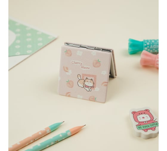 Карманное складное зеркальце MESHU Peach meow MS_52697