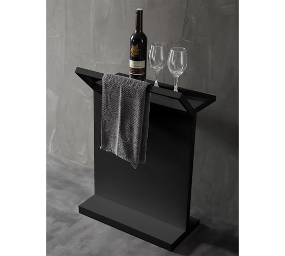 Столик для ванной комнаты ABBER Stein с полотенцедержателем, черный матовый AS1637MB 1
