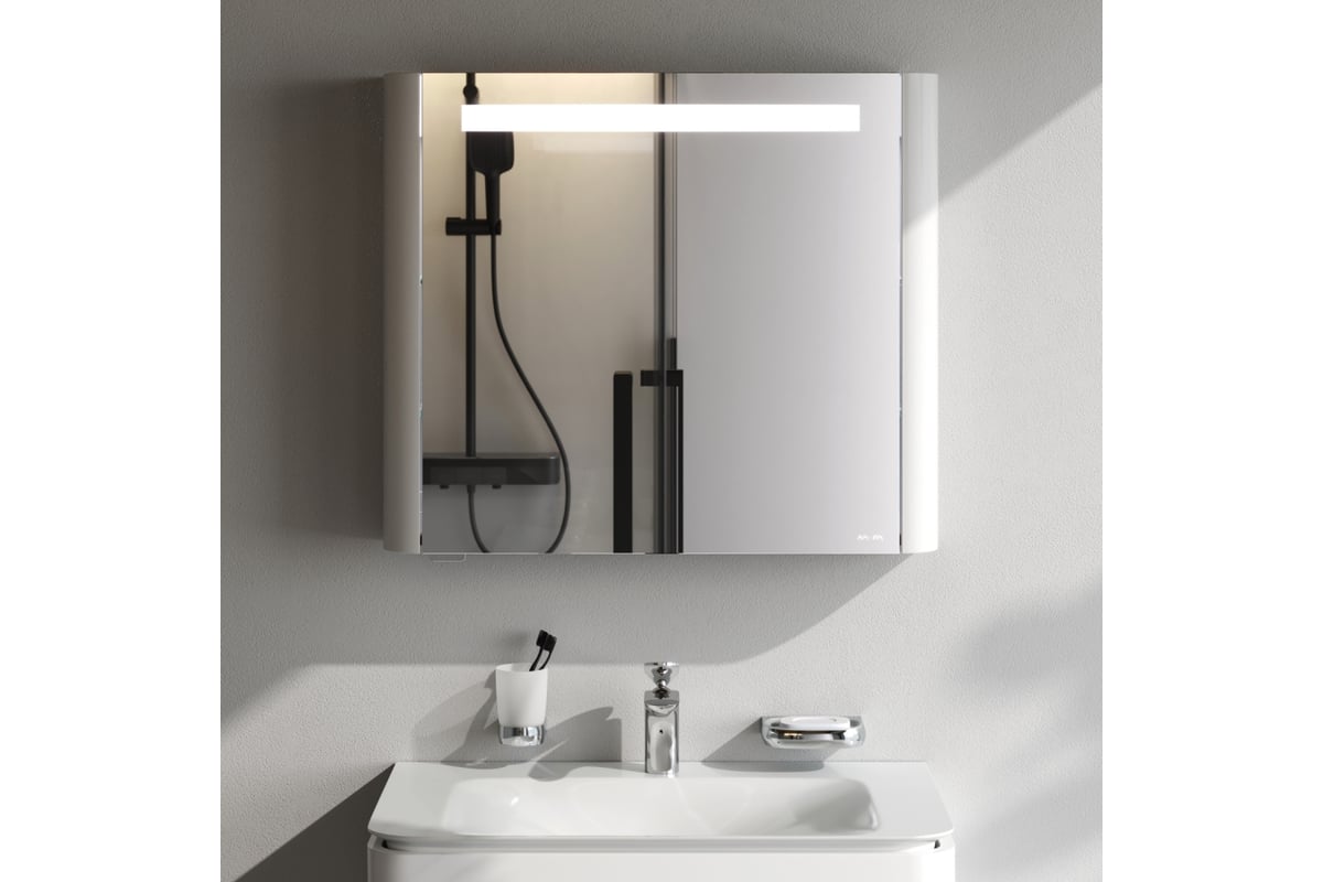 Зеркальный шкаф AM.PM Sensation с подсветкой левый 80 см M30MCL0801WG ...