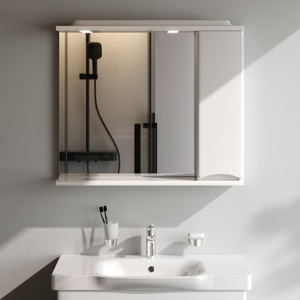 Зеркальный шкаф AM.PM Like с подсветкой 80 см правый M80MPR0801WG ...