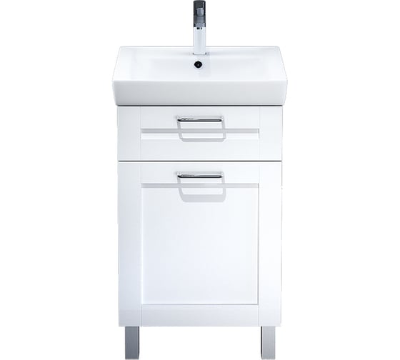 Тумба для ванной комнаты IDDIS Sena напольная, белая/под дерево, 50см SEN50W1i95