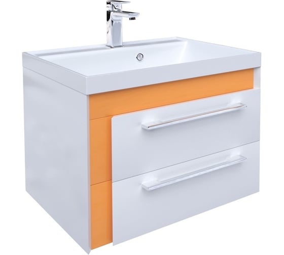 Тумба для ванной комнаты IDDIS Color Plus подвесная, белая/горчичная, 60 см COL60Y0i95