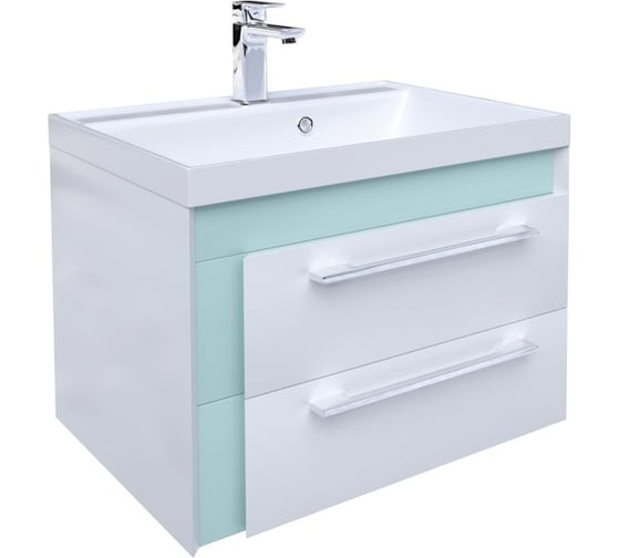 Тумба для ванной комнаты IDDIS Color Plus подвесная, белая/мятная, 60 см COL60M0i95 1