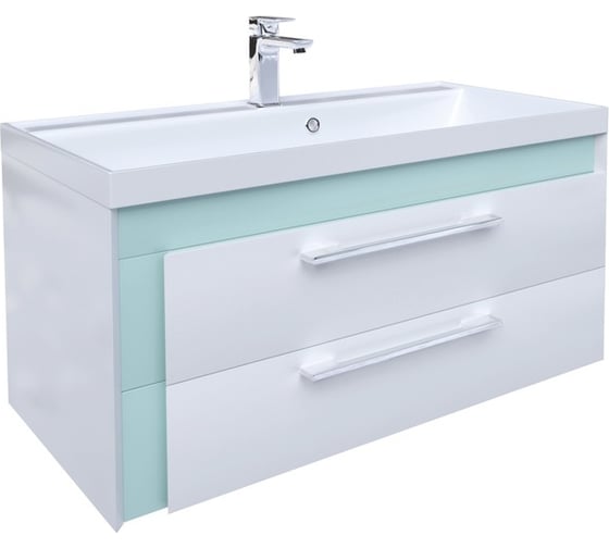 Тумба для ванной комнаты IDDIS Color Plus подвесная, белая/мятная, 90 см COL90M0i95