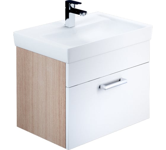 Тумба для ванной комнаты IDDIS Mirro подвесная, белая/под дерево, 60 см MIR60W0i95 1