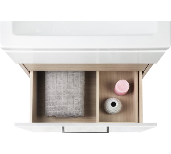 Тумба для ванной комнаты IDDIS Mirro подвесная, белая/под дерево, 60 см MIR60W0i95