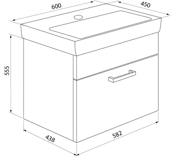Тумба для ванной комнаты IDDIS Mirro подвесная, белая/под дерево, 60 см MIR60W0i95
