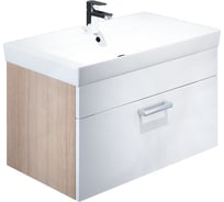 Тумба для ванной комнаты IDDIS Mirro подвесная, белая/под дерево, 80 см MIR80W0i95