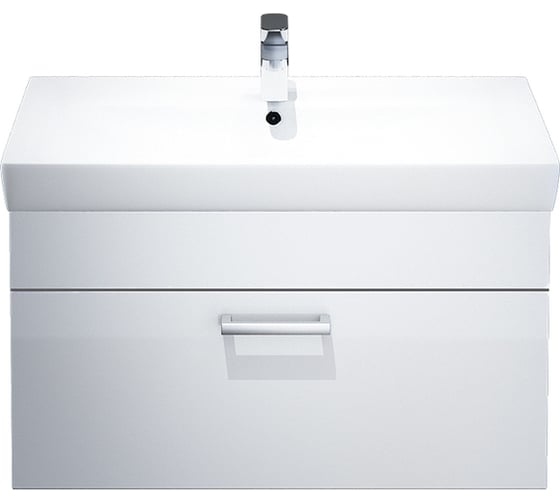 Тумба для ванной комнаты IDDIS Mirro подвесная, белая/под дерево, 80 см MIR80W0i95
