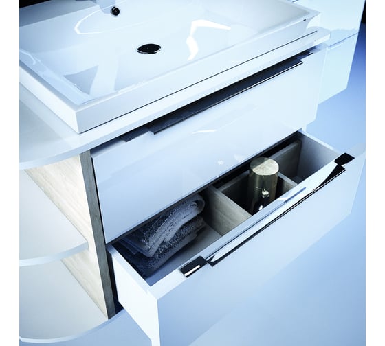 Тумба для ванной комнаты IDDIS Calipso подвесная, белая/под дерево, 80 см CAL80W0i95