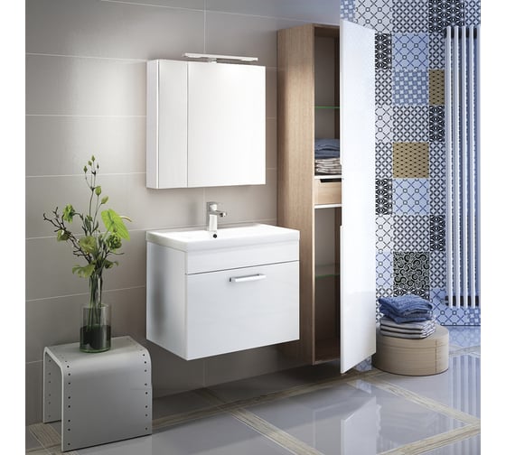 Шкаф-зеркало IDDIS New Mirro 50 см, двухдверный, белый NMIR502i99