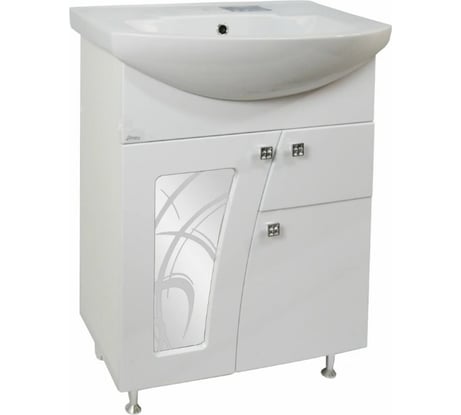 Тумба DORATIZ Селена 55 под умывальник Уют 55, белый, с ящиком, со стеклом 9912.498