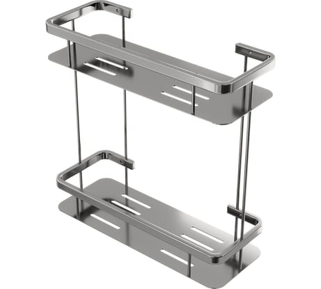Полка для ванной Teymi Helmi двухъярусная, нержавеющая сталь, хром T90235 ЦБ-00269193