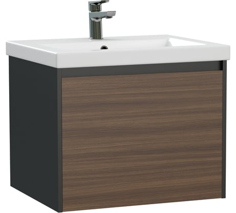 Тумба под раковину подвесная Cersanit Grande 60 для умывальника Como 60, черный орех 64759