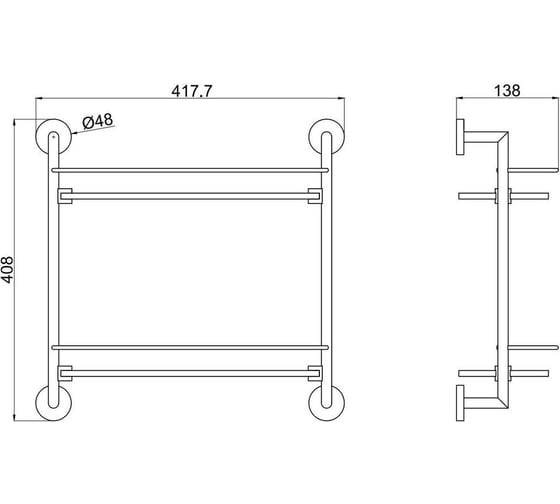 Двойная прозрачная полка ALLEN BRAU PRIORITY стекло, 418x408x138мм, браш.золото 6.31015-GB 00330548