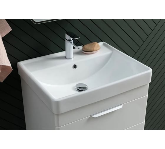 Тумба Ирис new 70 подвесная 1 ящ. 2 фасада цв.белый глянец Aquanet 00310149