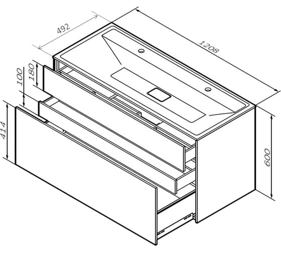 Подвесная база под раковину AM.PM Inspire V2.0 120 см, 3 ящика, push-to-open M50AFHX1203EGM