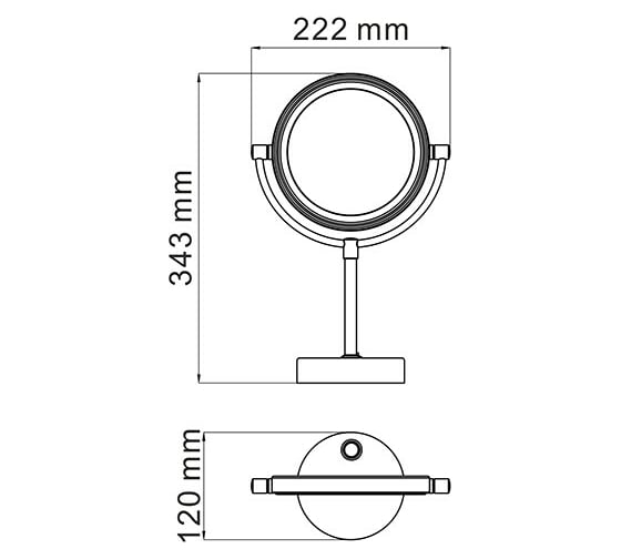 Зеркало WasserKraft с LED-подсветкой двухстороннее K-1005BLACK