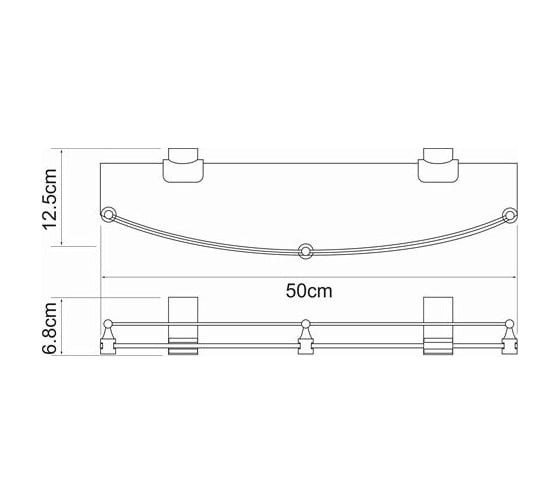 Полка стеклянная с бортиком WasserKRAFT Leine K-5044WHITE