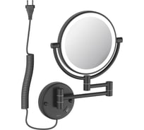 Зеркало косметическое настенное с подсветкой AQUATEK 5х, матовый черный AQ4915MB 00000135726