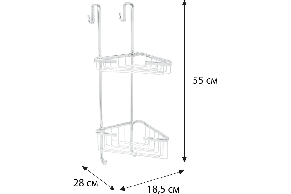 Полка для душевой кабины FIXSEN угловая двухэтажная хром латунь FX- 853-2