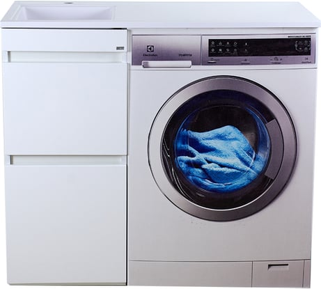 Напольная тумба под стиральную машину Misty Фостер - 40 два ящика белая Э-Фос01040-012Я