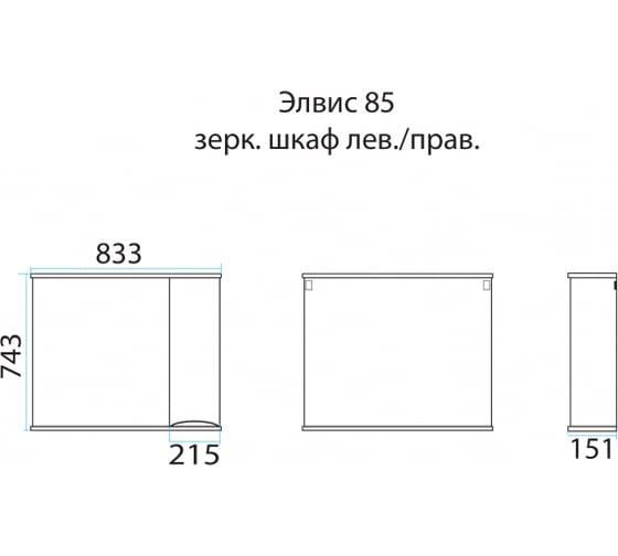 Зеркальный шкаф Misty Элвис-85 правый, белая эмаль П-Элв-01085-011П