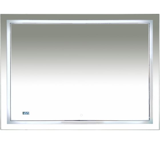 Зеркало Misty Неон 2  LED 1200х800 сенсор на зеркале + часы двойная подсветка П-Нео12080-2ПРСЧДВП