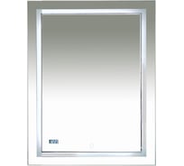 Зеркало Misty 2 Неон LED 600х800 сенсор на зеркале + часы двойная подсветка П-Нео060080-2ПРСЧДВП
