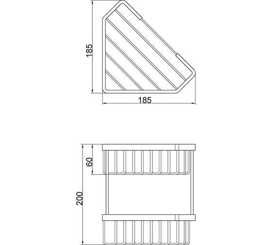 Угловая двойная решетка Veragio Basket 185x185х200 мм, бронза VR.GFT-9053.BR