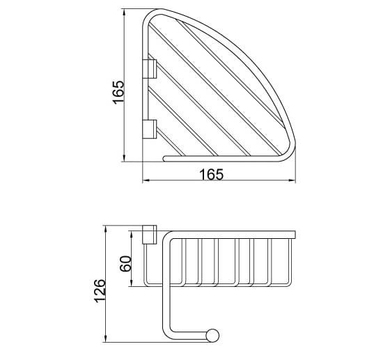 Угловая решетка Veragio BASKET 165х165хh126 мм, с крючком, бронза VR.GFT-9057.BR