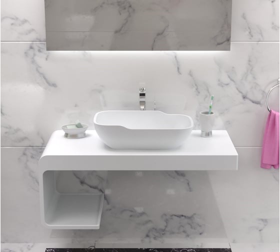 Полка из искусственного камня NS Bath NSP-LM матовая, левая 1266