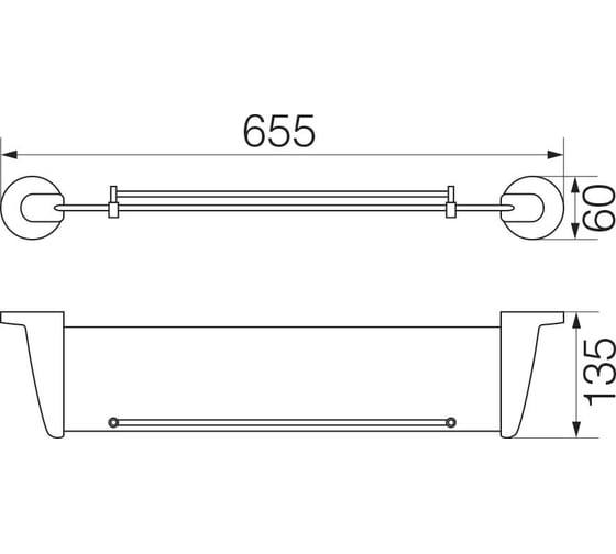 Полка с галереей Veragio OSCAR 60 см, хром/матовое стекло OSC-5211.CR