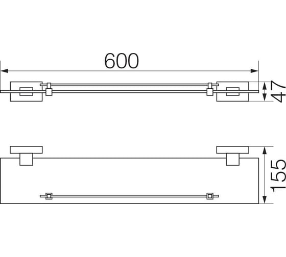 Стеклянная полка Veragio Ramba 60 см, хром VR.RMB-4911.CR