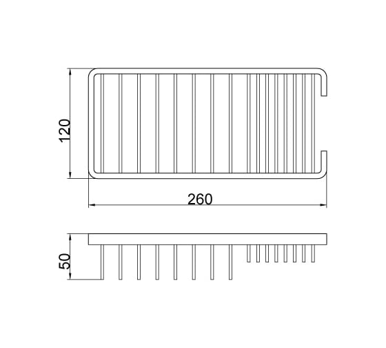 Прямоугольная решетка Veragio BASKET L260хP120хh50 мм, хром VR.GFT-9054.CR
