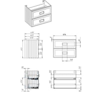 Тумба под раковину LA FENICE Cubo Blu Grigio TWIN синяя 90 FNC-01-CUB-BG-90-2