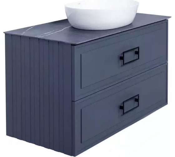 Тумба под раковину LA FENICE Cubo Blu Grigio TWIN синяя 90 FNC-01-CUB-BG-90-2