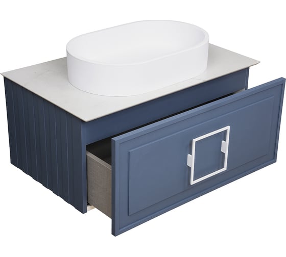 Тумба под раковину LA FENICE Cubo Blu Grigio синяя 90 FNC-01-CUB-BG-90