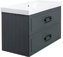 Тумба под раковину LA FENICE Cubo Grigio TWIN серо-зелёная 100 FNC-01-CUB-G-100-2