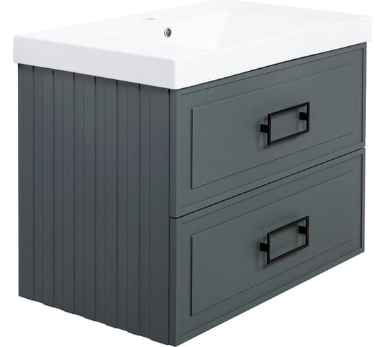 Тумба под раковину LA FENICE Cubo Grigio TWIN серо-зелёная 80 FNC-01-CUB-G-80-2 1