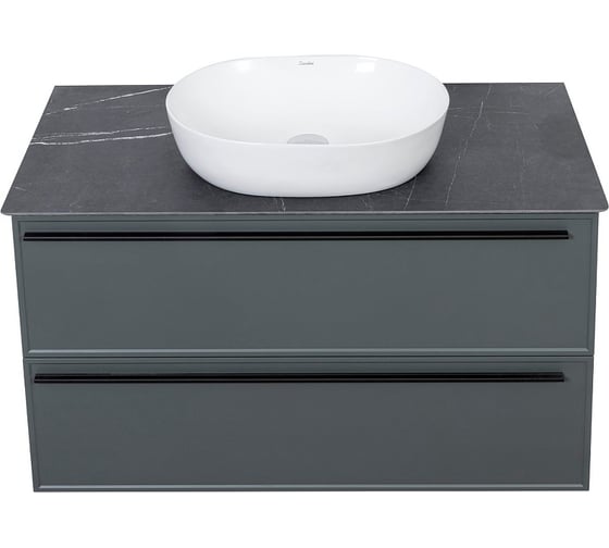 Тумба под раковину LA FENICE Elba Grigio TWIN серо-зелёная 100 FNC-01-ELB-G-100-2