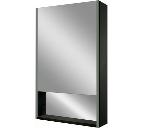Зеркало-шкаф с подсветкой и полкой  Art&Max Foggia AM-Fog-500-800-1D-L-DS-F-Nero