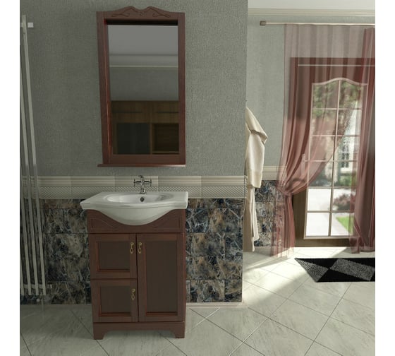 Зеркало Orange Классик F7-60ZE1 60, с полочкой, орех