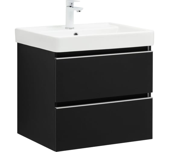Тумба Aquanet Вега 60 2 ящика, цвет черный 00329595