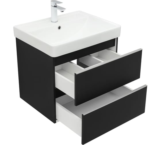 Тумба Aquanet Вега 60 2 ящика, цвет черный 00329595