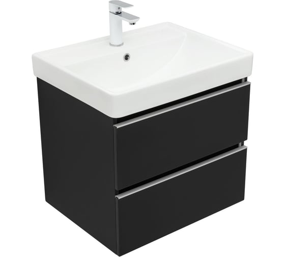 Тумба Aquanet Вега 60 2 ящика, цвет черный 00329595