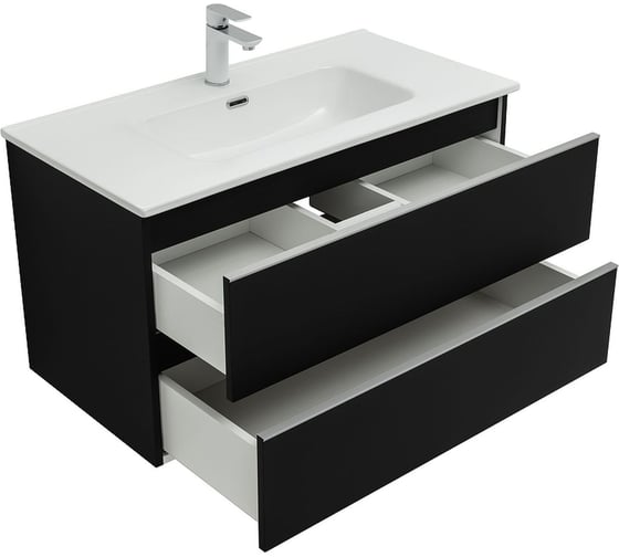 Тумба Aquanet Вега 90 2 ящика, цвет черный 00329598