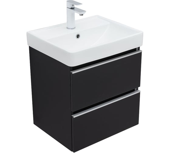 Тумба Aquanet Вега 50 2 ящика, цвет черный 00329594