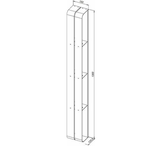 Полка Aquanet Магнум H 150x1300x112 мм, вертикальная, цвет черный матовый 00326458
